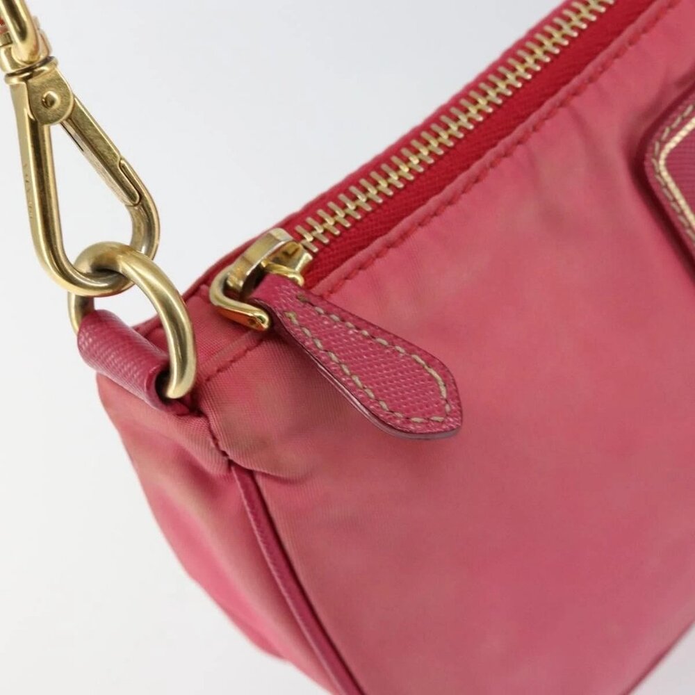 PRADA Shoulder Bag Nylon Leather Pink Gold Auth 155082 - Picture 10 of 16